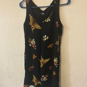 Gold and Brown Floral Tank Top with Scoop Neckline